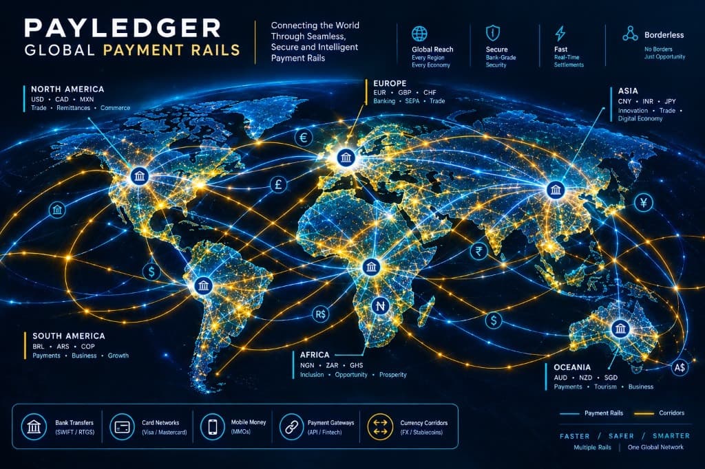 Payledger Global Payment Rails - Connecting the World Through Seamless, Secure and Intelligent Payment Rails